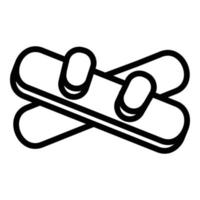 icono de snowboard, estilo de esquema vector