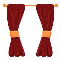 Cozy home curtains icon, cartoon style vector