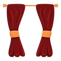 Cozy home curtains icon, cartoon style vector