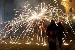 Abstract photo of devils and fireworks parties.