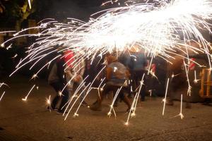 Abstract photo of devils and fireworks parties.