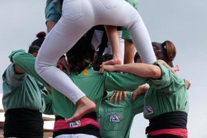 Human castles, typical tradition of some catalan towns, spain photo