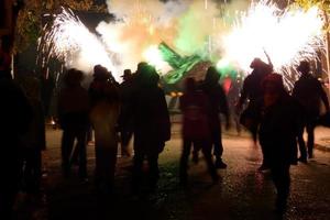 Abstract photo of devils and fireworks parties.