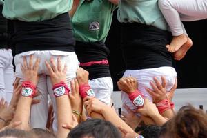 Human castles, typical tradition of some catalan towns, spain photo