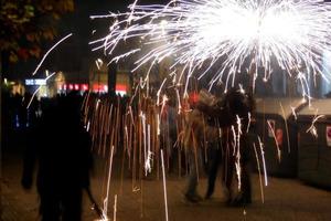 Abstract photo of devils and fireworks parties.