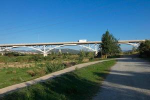 Llobregat river and adjacent roads in the Baix Llobregat region very close to the city of Barcelona. photo