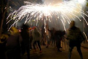 Abstract photo of devils and fireworks parties.