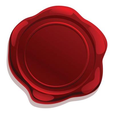 Round wax seal icon, cartoon style