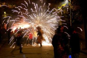 Abstract photo of devils and fireworks parties.