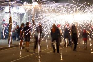 Abstract photo of devils and fireworks parties.