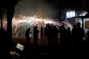 Abstract photo of devils and fireworks parties.