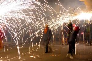 Abstract photo of devils and fireworks parties.