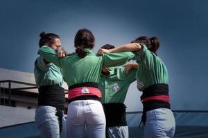 Human castles, typical tradition of some catalan towns, spain photo