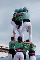 Human castles, typical tradition of some catalan towns, spain photo