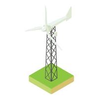 Wind turbine icon, isometric style vector