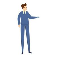 Businessman with prosthesis icon, cartoon style vector