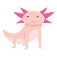 Exotic axolotl icon, cartoon style vector