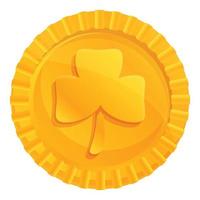 Ireland gold lucky coin icon, cartoon style vector