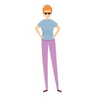 Blind woman icon, cartoon style vector