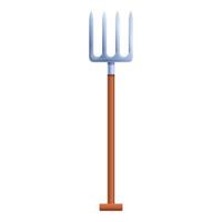 Garden fork icon, cartoon style vector