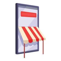 Market online shopping icon, cartoon style vector