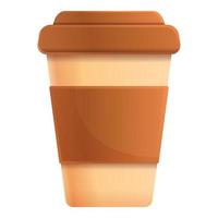 Plastic coffee cup icon, cartoon style vector