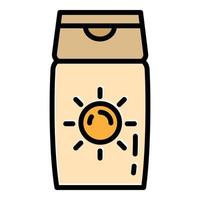 Sunscreen cream bottle icon, outline style vector