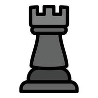 icono de pieza de torre de ajedrez, estilo de esquema vector