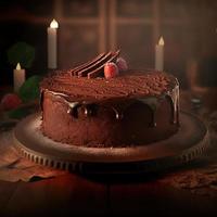 Delicious dessert, elegant, homemade chocolate cake photo