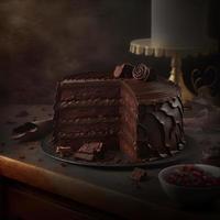 Delicious dessert, elegant, homemade chocolate cake photo