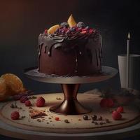 Delicious dessert, elegant, homemade chocolate cake photo