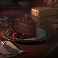 Delicious dessert, elegant, homemade chocolate cake photo
