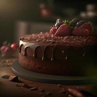 Delicious dessert, elegant, homemade chocolate cake photo