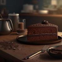 Delicious dessert, elegant, homemade chocolate cake photo