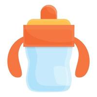 Baby milk bottle icon, cartoon style vector