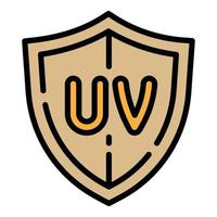 icono de protección de escudo uv, estilo de esquema vector