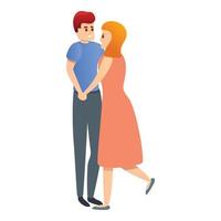 Affection adult couple icon, cartoon style vector