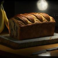 Healthy banana bread or cake for breakfast photo