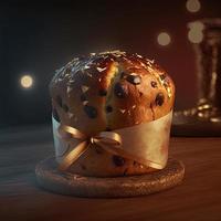 Panettone is the traditional Italian dessert for Christmas photo