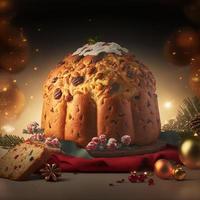 Panettone is the traditional Italian dessert for Christmas photo