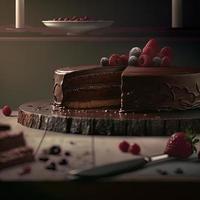 Delicious dessert, elegant, homemade chocolate cake photo
