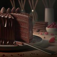 Delicious dessert, elegant, homemade chocolate cake photo