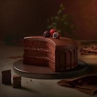 Delicious dessert, elegant, homemade chocolate cake photo