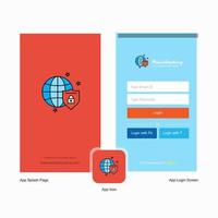 Company Protected internet Splash Screen and Login Page design with Logo template Mobile Online Business Template vector