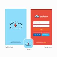 Company Downloading Splash Screen and Login Page design with Logo template Mobile Online Business Template vector