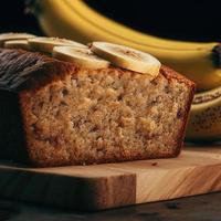 Healthy banana bread or cake for breakfast photo