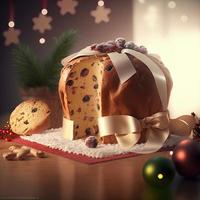 panettone es el postre italiano tradicional para navidad foto