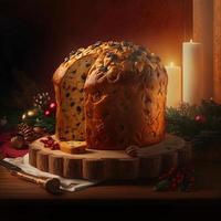 Panettone is the traditional Italian dessert for Christmas photo