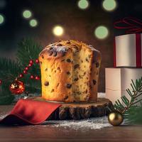 Panettone is the traditional Italian dessert for Christmas photo