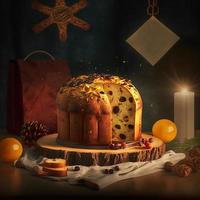 Panettone is the traditional Italian dessert for Christmas photo